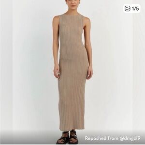 DISSH Ribbed Tan Maxi Dress